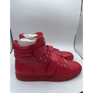 Ferrari Massari High Hustler Red Italian Calfskin Leather Sneakers Mens 9.5